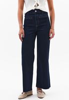 Bayan Lacivert Ultra Yüksek Bel Wide-Leg Pantolon