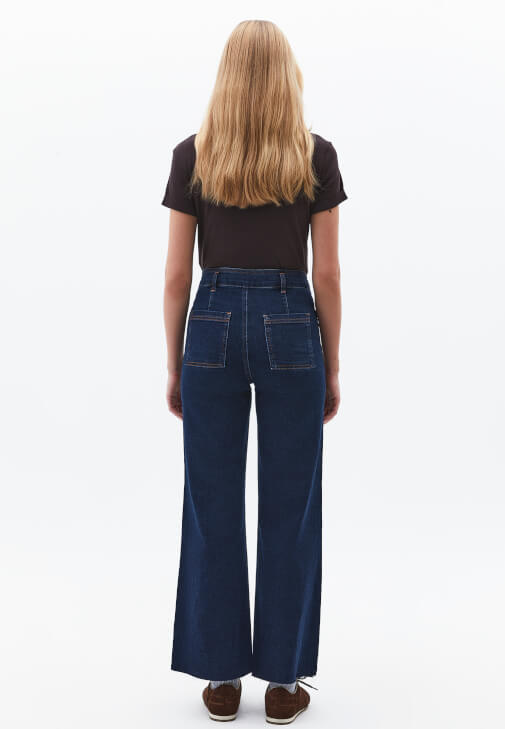 Wide-Leg Denim Pantolon ve Yün Karışımlı Ceket Kombini