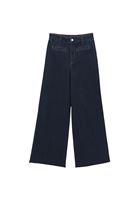 Bayan Lacivert Ultra Yüksek Bel Wide-Leg Pantolon