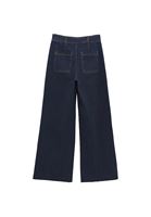 Bayan Lacivert Ultra Yüksek Bel Wide-Leg Pantolon