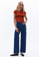 Bayan Mavi Ultra Yüksek Bel Wide-Leg Pantolon