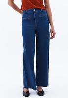 Bayan Mavi Ultra Yüksek Bel Wide-Leg Pantolon