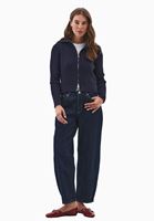 Bayan Lacivert Yumuşak Dokulu Fermuarlı Hırka