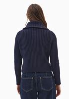 Bayan Lacivert Yumuşak Dokulu Fermuarlı Hırka