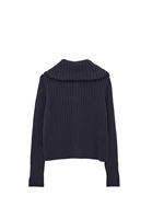 Bayan Lacivert Yumuşak Dokulu Fermuarlı Hırka