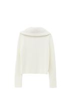 Bayan Krem Polo Yaka Fermuarlı Hırka