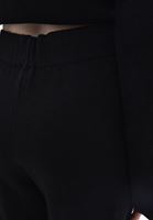 Bayan Siyah Yüksek Bel Wide-Leg Triko Pantolon