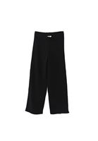 Bayan Siyah Yüksek Bel Wide-Leg Triko Pantolon