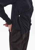 Bayan Siyah Alpaka Karışımlı Kruvaze Kazak