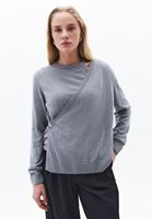 Bayan Gri Alpaka Karışımlı Kruvaze Kazak