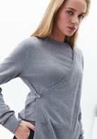 Bayan Gri Alpaka Karışımlı Kruvaze Kazak