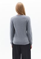 Bayan Gri Alpaka Karışımlı Kruvaze Kazak