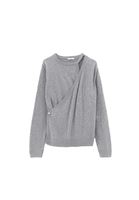 Bayan Gri Alpaka Karışımlı Kruvaze Kazak