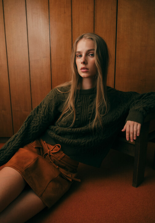 Yeşil Örgü Detaylı Kazak