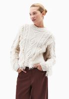 Bayan Krem Püskül Detaylı Triko Kazak