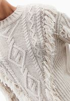 Bayan Krem Püskül Detaylı Triko Kazak