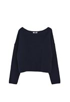 Bayan Lacivert Bot Yaka Triko Kazak