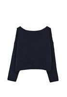 Bayan Lacivert Bot Yaka Triko Kazak