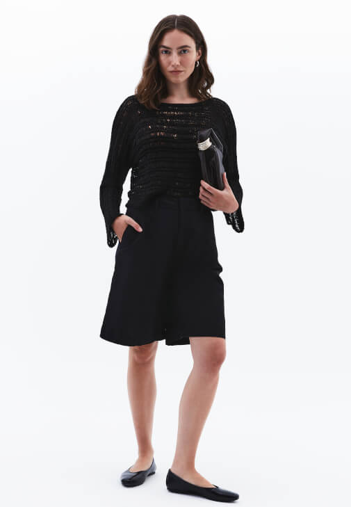 Bot Yaka Kazak ve Tencel Pantolon Kombini