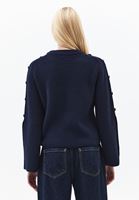 Bayan Lacivert Düğme Detaylı Kazak