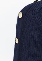 Bayan Lacivert Düğme Detaylı Kazak