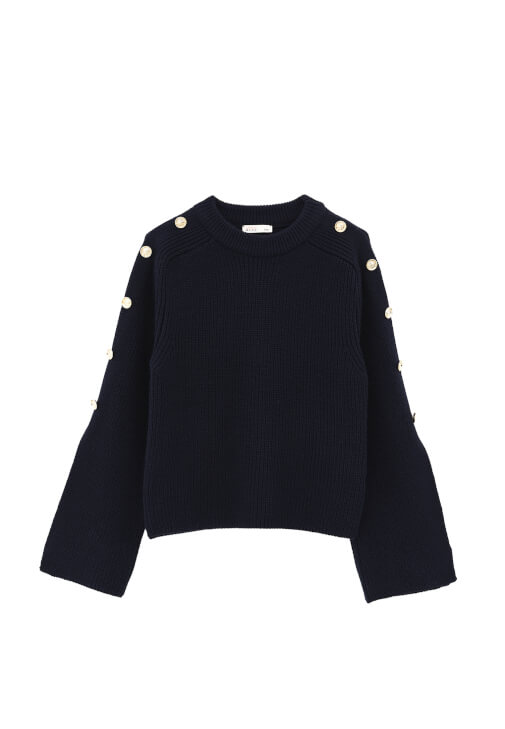 Düğmeli Kazak ve Barrel-Fit Pantolon Kombini