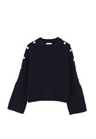 Bayan Lacivert Düğme Detaylı Kazak