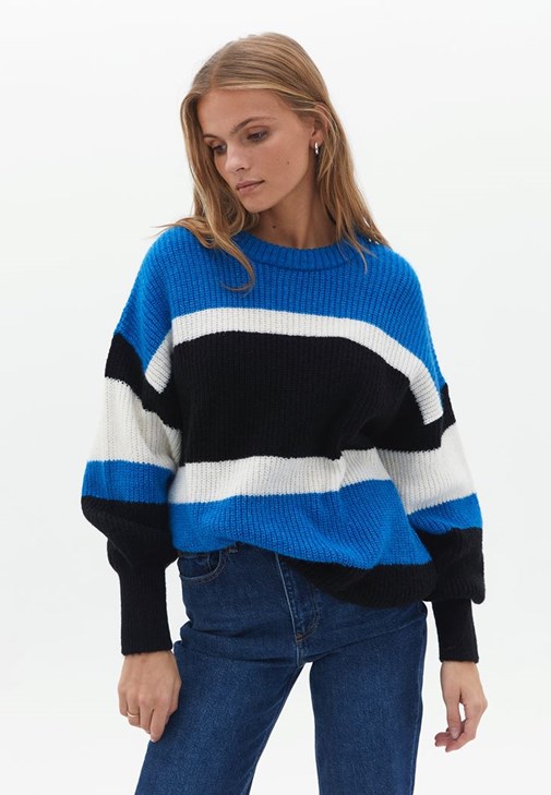 Çok Renkli Yumuşak Dokulu Çizgili Kazak