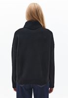 Bayan Siyah Yün Karışımlı Balıkçı Yaka Kazak