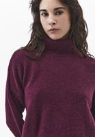 Bayan Mor Yün Karışımlı Balıkçı Yaka Kazak