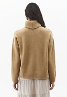 Bayan Bej Yün Karışımlı Balıkçı Yaka Kazak