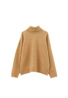 Bayan Bej Yün Karışımlı Balıkçı Yaka Kazak