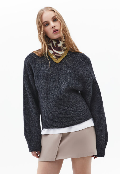 Füme Yün Karışımlı Triko Kazak