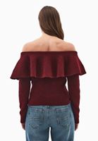 Bayan Bordo Yün Karışımlı Straplez Kazak