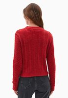 Bayan Kırmızı Yün Karışımlı Düğmeli Hırka