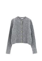 Bayan Gri Yün Karışımlı Düğmeli Hırka