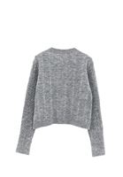 Bayan Gri Yün Karışımlı Düğmeli Hırka