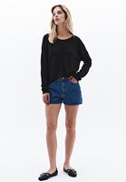 Bayan Siyah Bot Yaka Triko Kazak