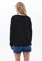 Bayan Siyah Bot Yaka Triko Kazak