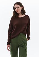 Bayan Kahverengi Bot Yaka Triko Kazak