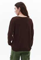 Bayan Kahverengi Bot Yaka Triko Kazak