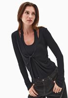 Bayan Siyah Atlet Detaylı Burgulu Tişört