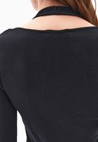 Bayan Siyah Atlet Detaylı Burgulu Tişört