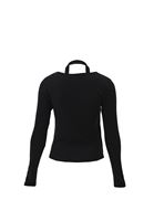 Bayan Siyah Atlet Detaylı Burgulu Tişört