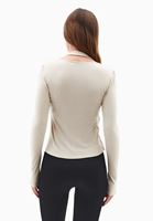 Bayan Bej Atlet Detaylı Burgulu Tişört