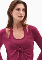 Bayan Bordo Atlet Detaylı Burgulu Tişört