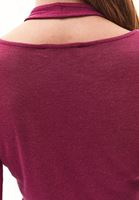 Bayan Bordo Atlet Detaylı Burgulu Tişört