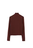 Bayan Kahverengi Yüksek Yaka Düğmeli Bluz