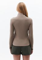 Bayan Kum Beji Yüksek Yaka Düğmeli Bluz