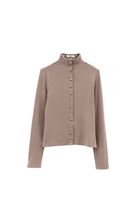 Bayan Kum Beji Yüksek Yaka Düğmeli Bluz